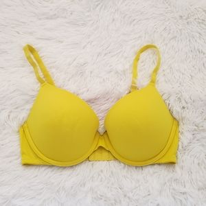 PINK by VS yellow push- up bra, good used condition sz 34D